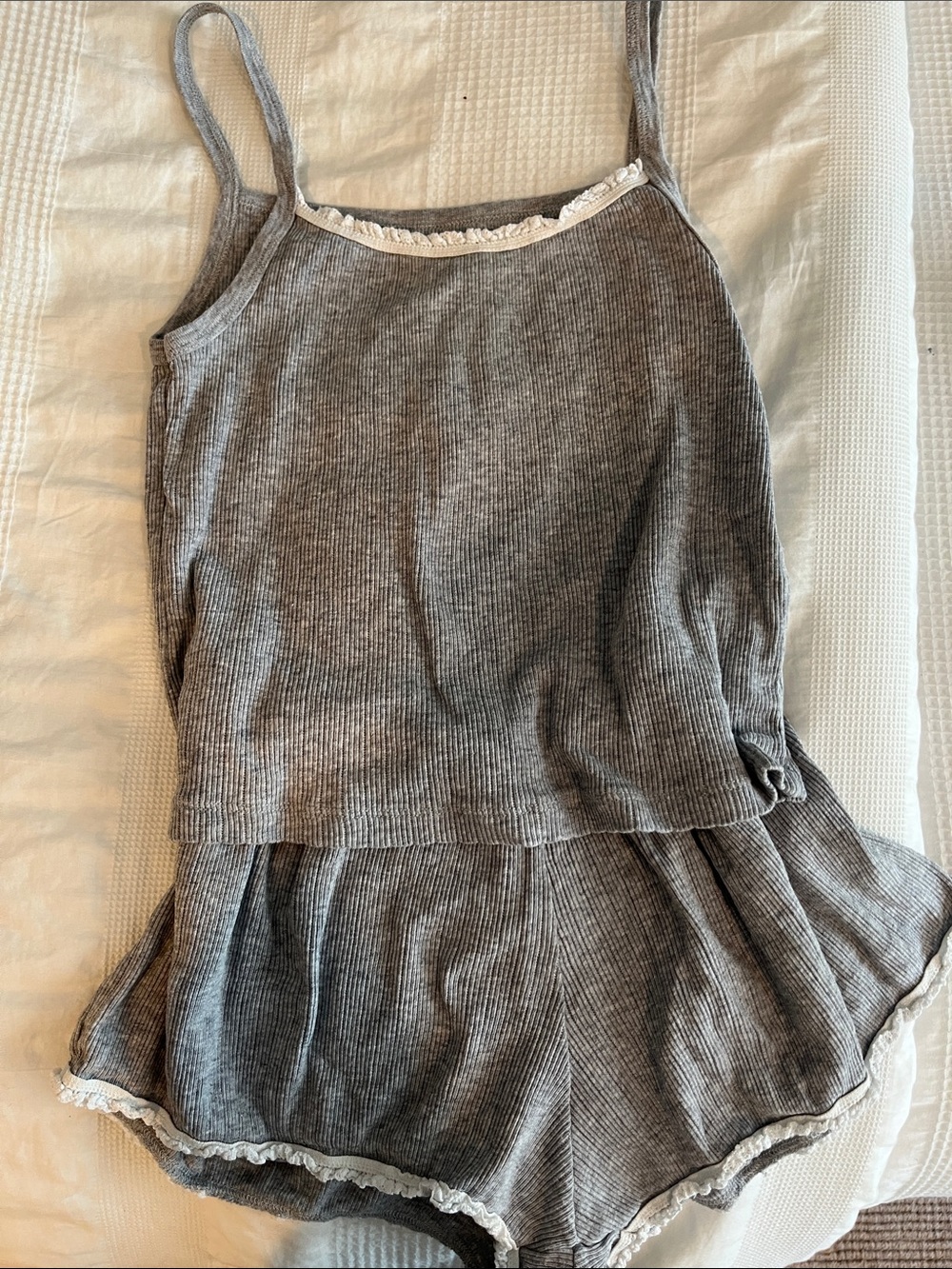 Mixed Lace Trim Camisole Set - Gray, Navy, Pink, Yellow, White - Picture 12 of 13